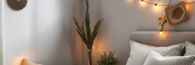 Szara sypialnia: jak ocieplić wnętrze przez dodatki, światło i naturalne materiały