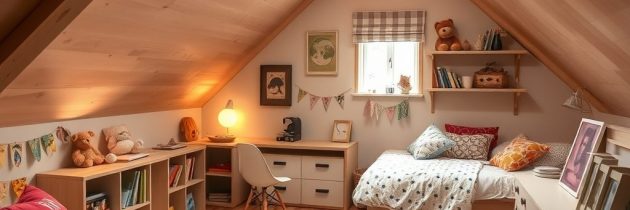 Pokój dziecka na poddaszu: jak urządzić funkcjonalną i bezpieczną przestrzeń ze skosami